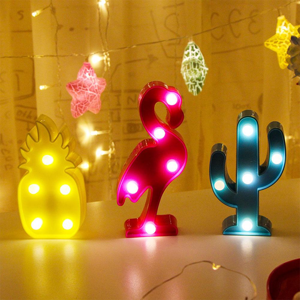 Glorystar 3d tecknad ananas/flamingo/kaktus modellering nattlampa led lampa hemkontor dekoration
