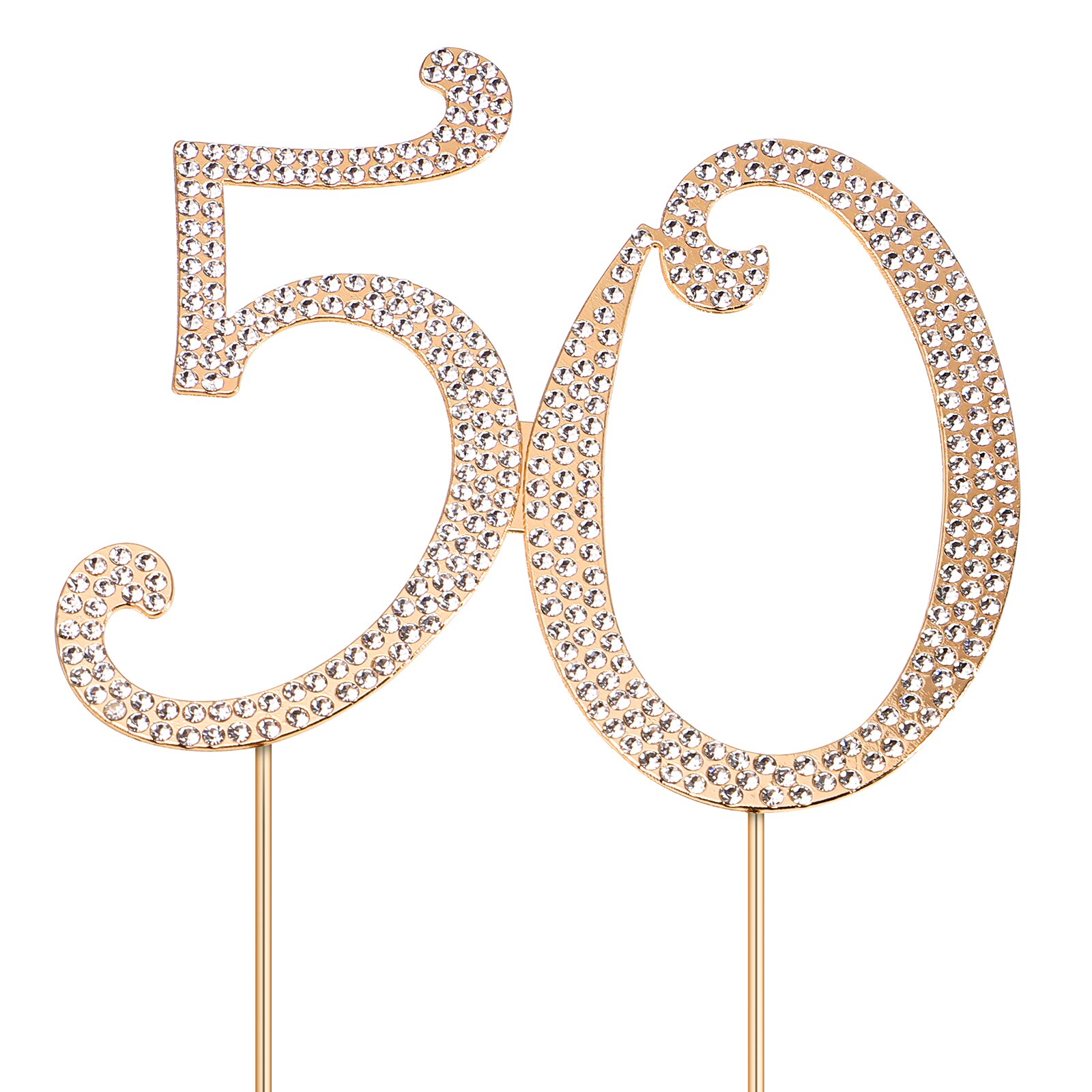 STOBOK 50 Cake Topper Bling Rhinestone 50th Birthday Party Cake Decoration for 50th Birthday Anniversary Party