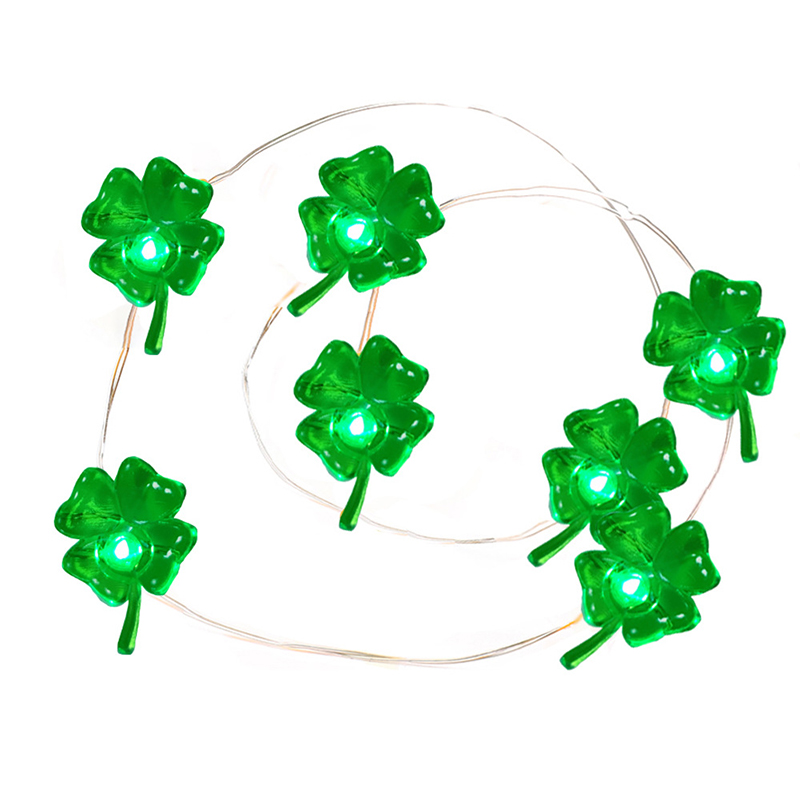 LED Plant Clover Shape Modern Light Irish Festival Clover Light String Green Clover Turtle Back Leaf Decorative Light String