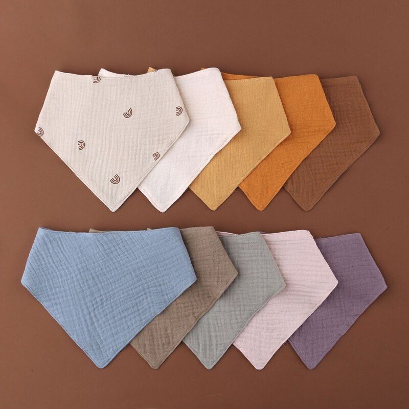 3Pcs Baby Bibs Cotton Newborn Snap Button Soft Triangle Saliva Towel Burp Cloth D5QA