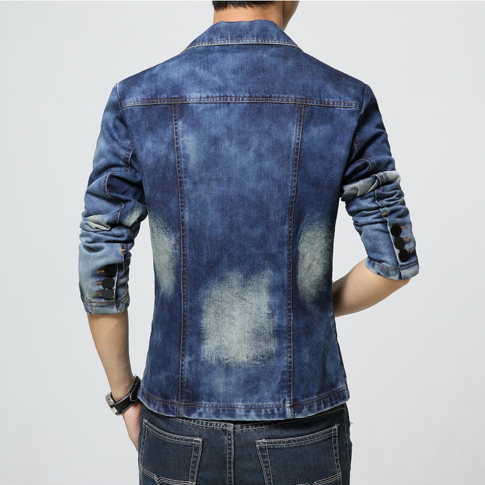 Denim blazer men slim fit Cowboy male coats Single buckle Leisure suit jacket Man casual coat Spring Autumn Clothing