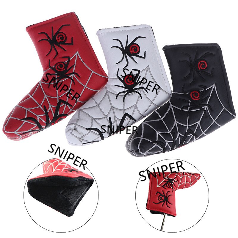 Nuovo ricamo Spider Golf Putter Cover con copricapo Web argento per Blade Golf Putte Head Cover 3 colori