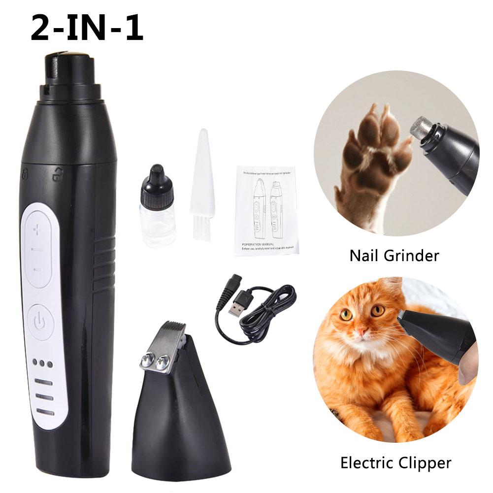 Coupe-ongles électrique 2- en -1 pour chiens et chats, puissance réglable, 3- vitesses, coupe-ongles pour animaux de compagnie