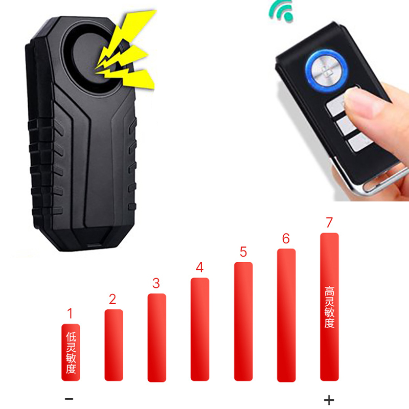 Wireless Anti-Theft Motorcycle Bike Alarm with Remote Waterproof Bicycle Security Alarm Vibration Sensor Anti Lost 113dB Loud