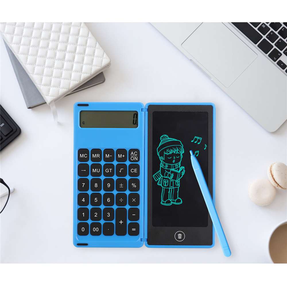 12 Digits Display Calculator 6 Inch LCD Writing Tablet Foldable Repeated Writing Digital Drawing Pad With Stylus Kids Learning