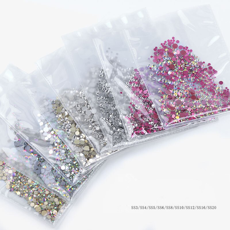 1440 st super glitter flatback nagelkristaller strass ab klar roséguld diy glas ädelstenar stenar naglar 3d nail art dekorationer