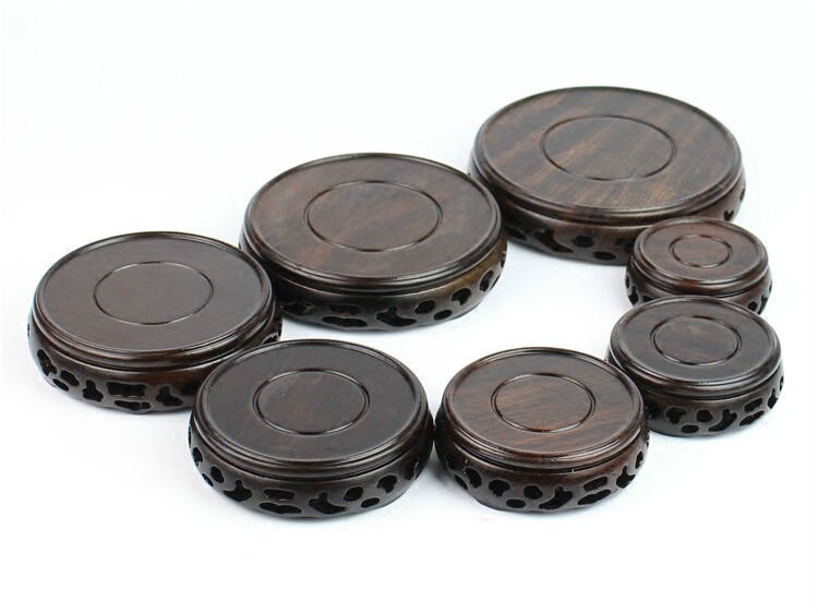 Ronde vaasvoet van rood palissander, aquarium, theepot, vreemde stenen urn, bloempot, boeddha, meubelartikelen, wortelhoutsnijwerk