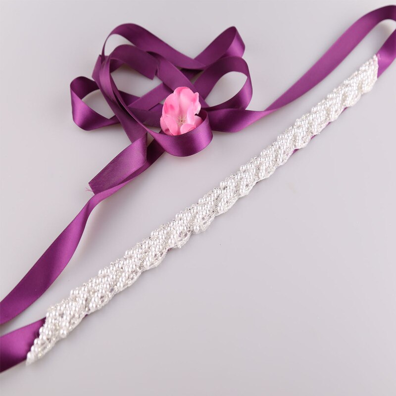 Yjwsxf Bruids Riem Vrouwen Riem Trouwjurk Riem Parel Riem Diner Jurk Riem Bruiloft Accessoires: grape purple