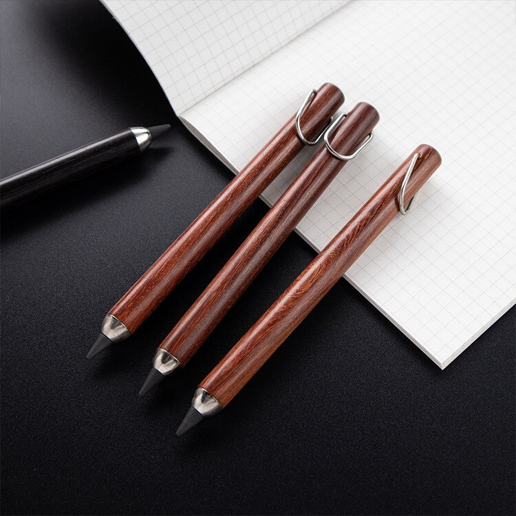 Noble Wooden Permanent Metal Pencil Never Old Not Need Ink Pen Not Finish Pen Stationery 3 Colors Office For School