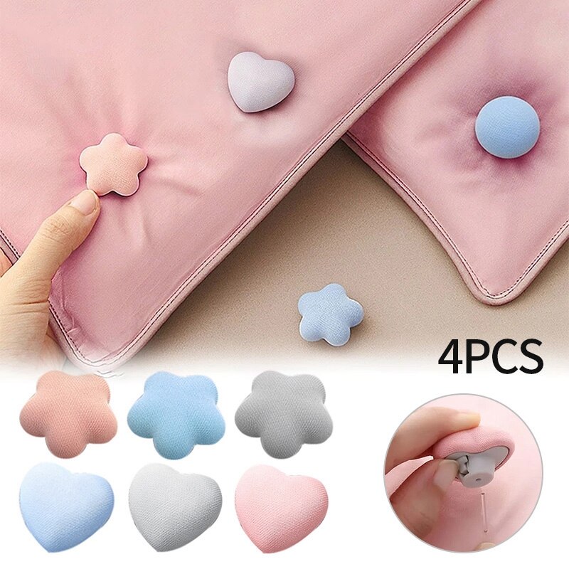 4pcs Nordic Non-slip Bed Sheet Clips Simple Heart Shape Safe One-key Unlock Quilt Blanket Clips Anti-run Quilt Fastener Holder