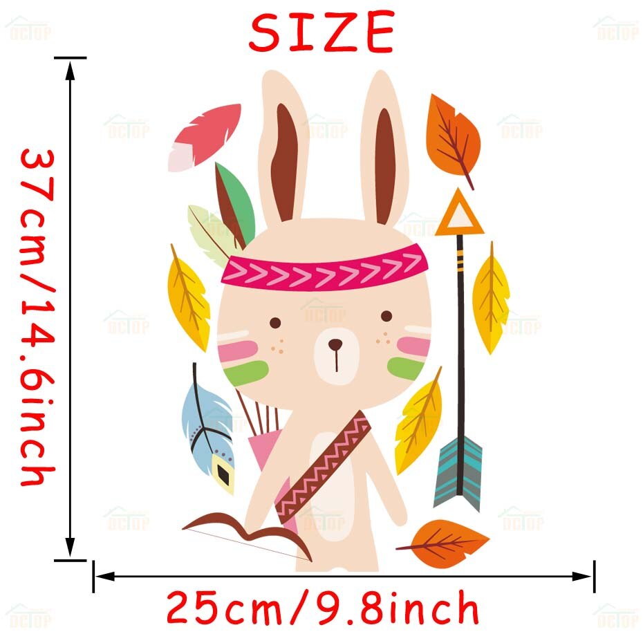 Chasse Tribal bois raton laveur chat mur décalcomanie chambre décor lapin ours autocollants pour pépinière enfants chambre maison murale: FCS8440