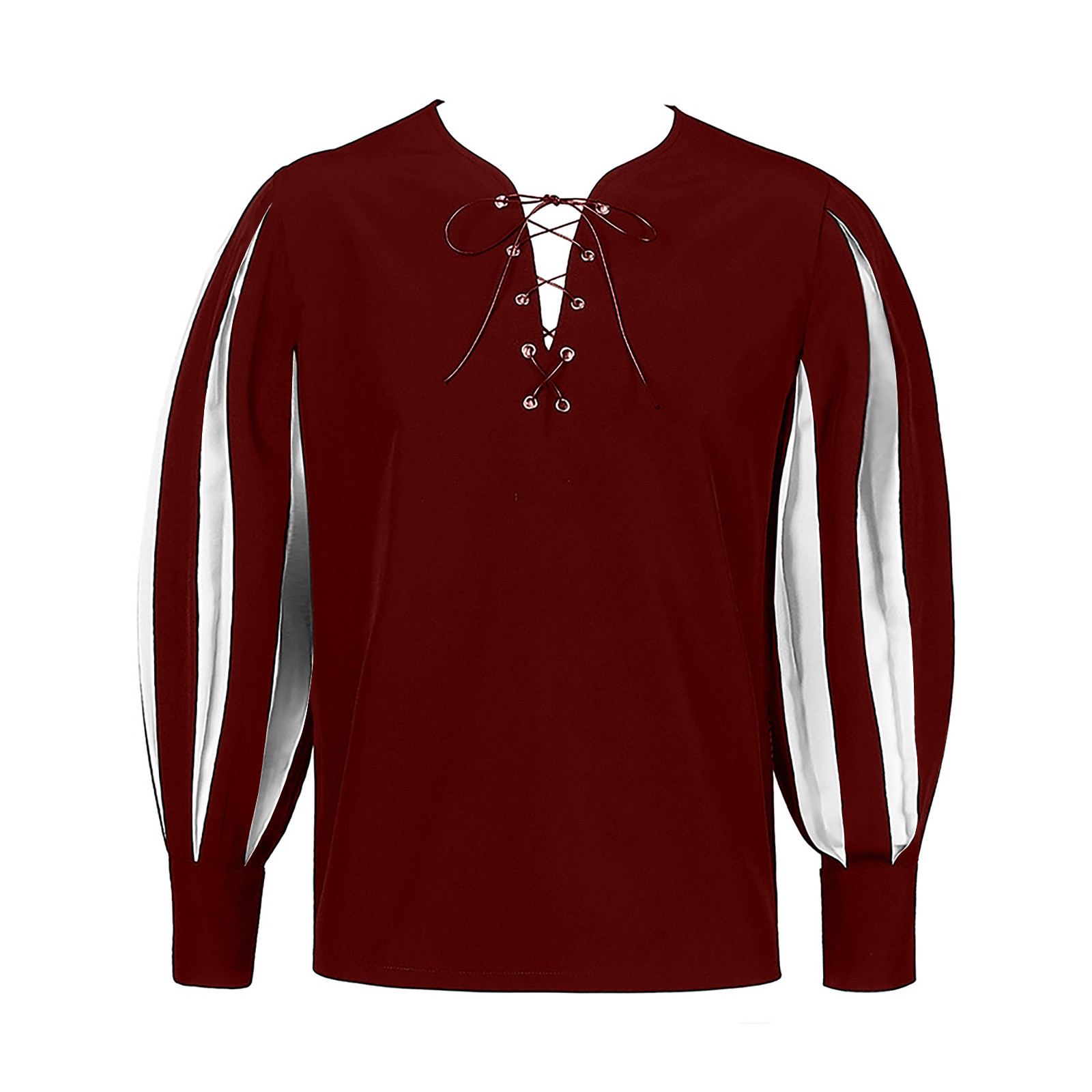 Top gótico con cordones en contraste oscuro para hombre, camisa informal Vintage Medieval renacentista, ropa suave holgada, camisa de manga larga con pretina