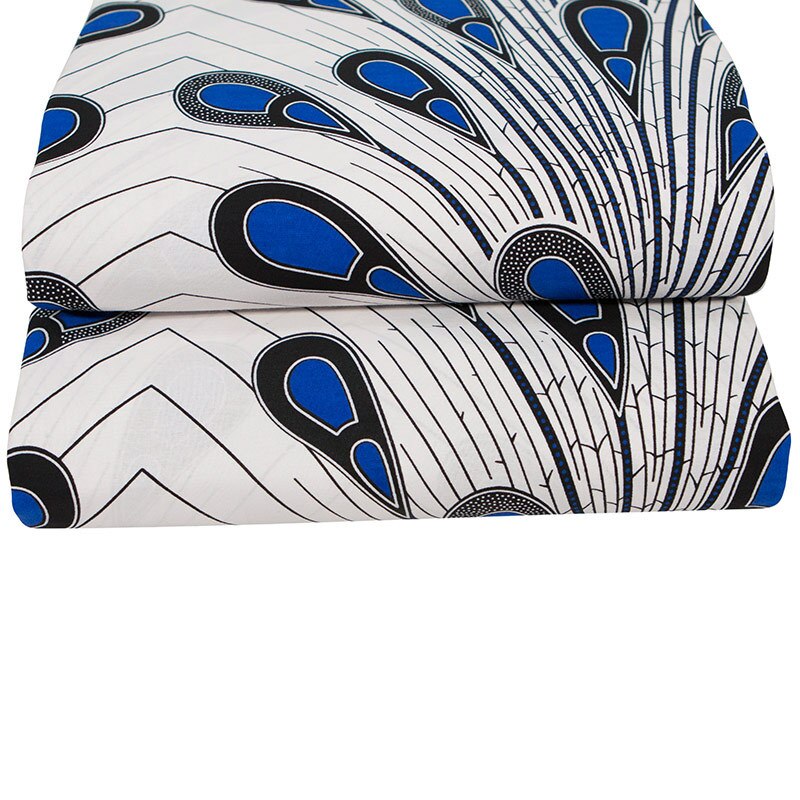 Tissu de couture en plume de paon 6 Yards | Haut imprimé africain à la , , nigéria, cire d'ankara, tissu de coton, Lot