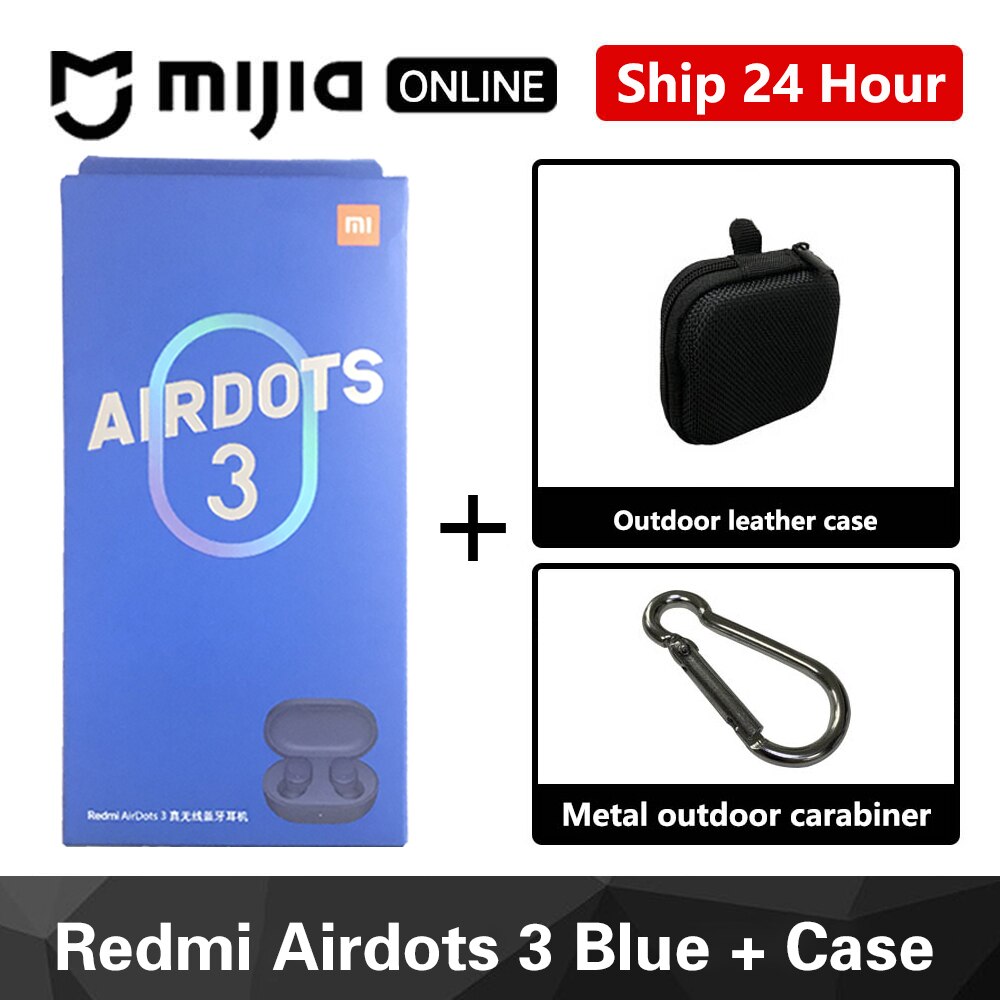 Xiaomi Redmi AirDots 3 Wireless Bluetooth 5,2 Schnelle Lade Kopfhörer Stereo Bass Mit Mic Freisprecheinrichtung Mi Earbuds Für iPhone: Blue add Case