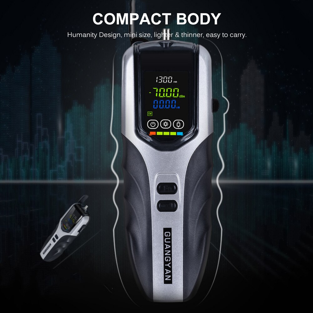 Handheld Optical Power Meter -70~+3dBm Rechargeable Portable Digital Mini Optical Power Meter with LCD Screen 7 Optic Wavelength