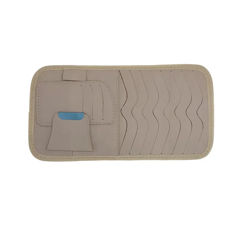 Car DVD Cd Storage Cd Holder Case Bag Disc PU Leather Storage Case Sunglasses Organizer Sun Visor Sunshade Sleeve Wallet Clips:  Light Yellow
