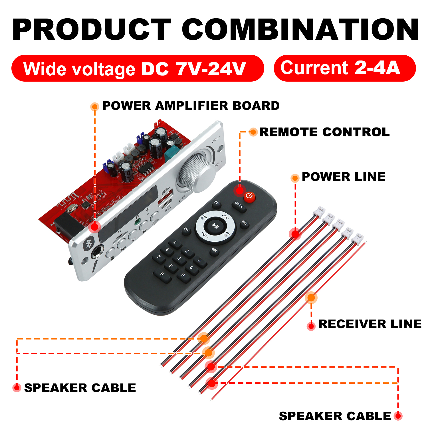 160W DIY Home Digital Amplifier MP3 Decoder Board 12V 80W Audio Power Bluetooth FM For Music Subwoofer Speakers Volume Control: WHITE