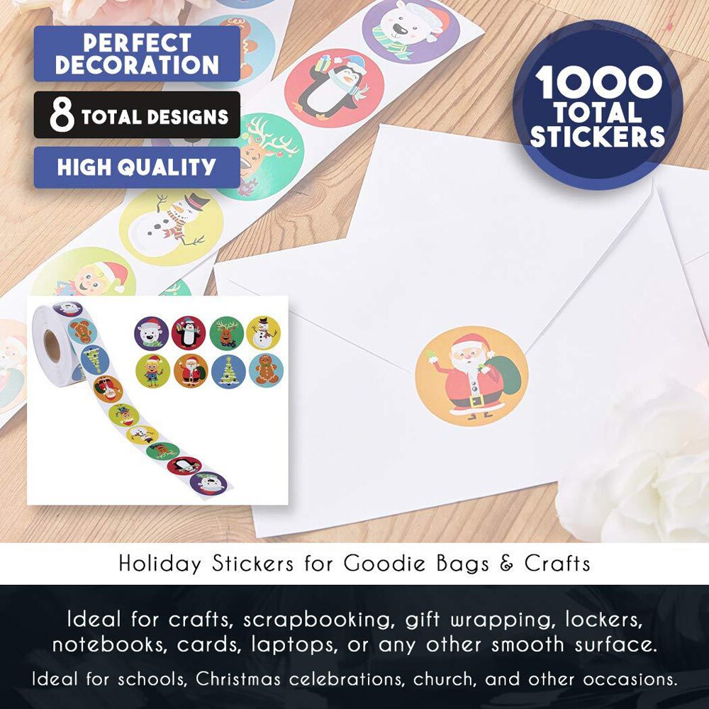 100-500pcs/roll Christmas Sticker 8 Designs Patter... – Grandado