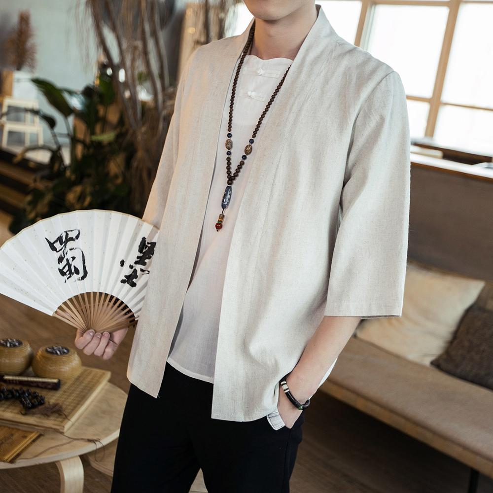 Vêtements traditionnels chinois pour hommes Oriental homme Bomber veste Kung Fu Wushu vêtements chinois lin chemises hommes hauts CN-118