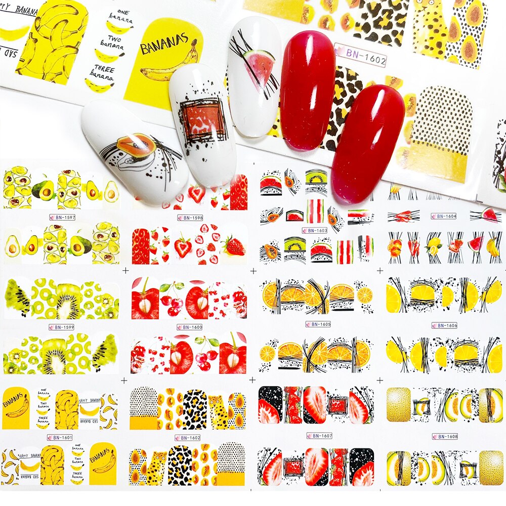 12pcs Spring Flower Nail Stickers Sunflowers Deisgn Water Transfer Decals DIY Nail Art Watermark Manicure Manicure Decor: BN1597-1608