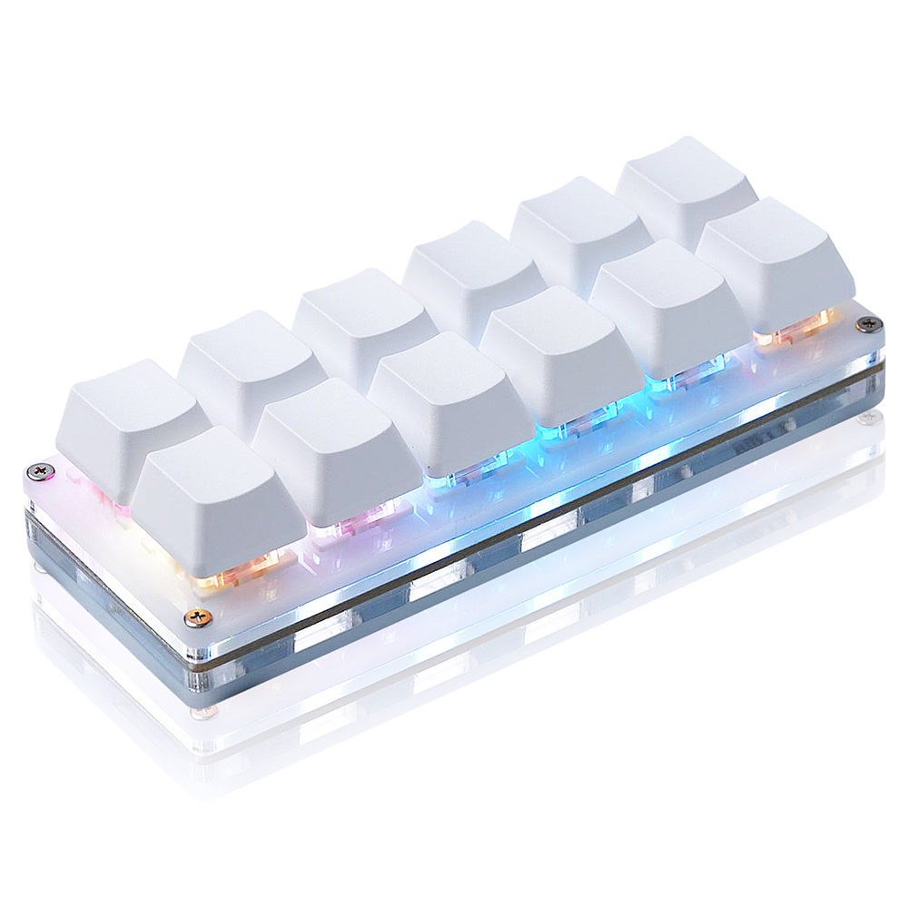 12 klawiszy Mini mechaniczna klawiatura do gier Klawiatura jednoręczna USB-C Przewodowa klawiatura OSU Programowalna klawiatura z możliwością wymiany podczas pracy: BIAŁY