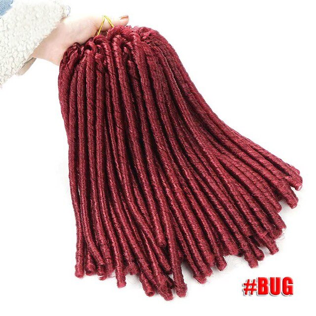 Soft Dread Locks Crochet Braids 14 inch Straight Hair Extensions 30rootsFaux Locks Crochet Braids Black Synthetic Braiding Hair: bug