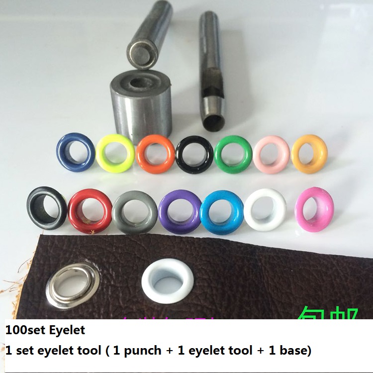 1 sarja työkalu  +100 sarja sisäreikä 10mm metallisilmukkaa metalliset leikekirja vaatetarvikkeet sekavärisiä nahkakäsitöitä