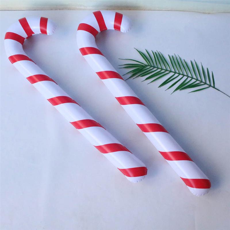 Kerst Inflatie Wandelstokken Streep Patroon 87Cm Xmas Party Supplies Kerst Krukken Voor Festival Opblaasbare Speelgoed