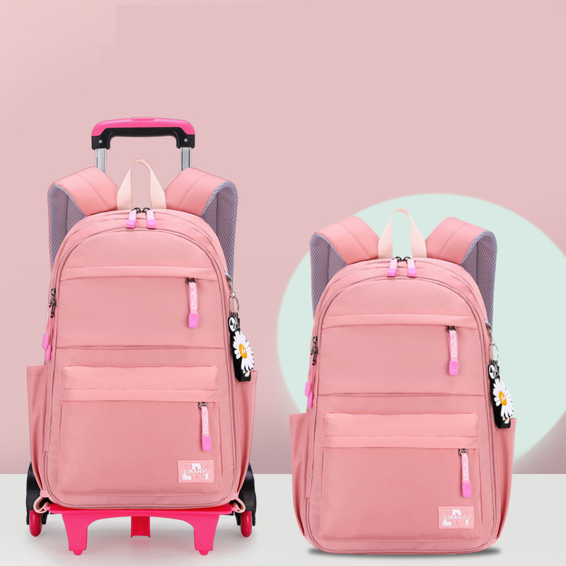 ZIRANYU Schule Rädern Rucksack tasche einstellen für mädchen Wagen mit Rädern Schüler Schule tasche rollen Rucksack Multifunktionale