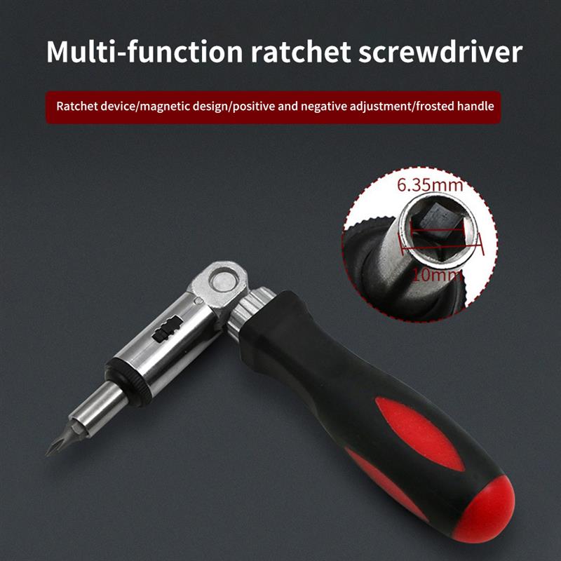 Ratchet Screwdriver 180 Degree T-type Foldable Screwdriver Set 1/4 Hex Interface Lock Disassemble Screwdriver Maintenance Tools