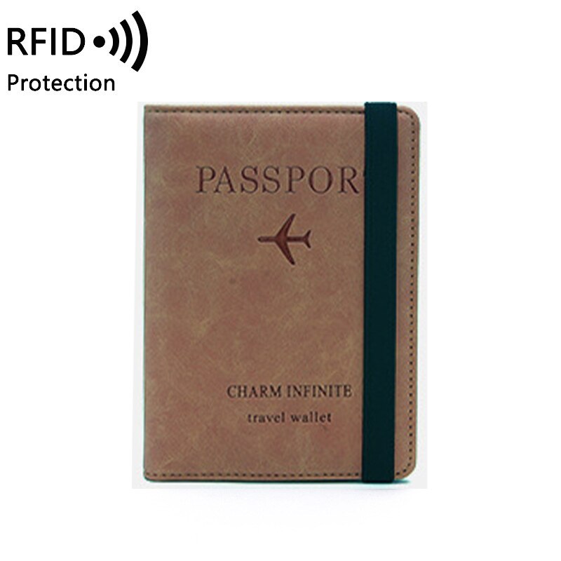 Rfid vintage business pascover holder multifunktions id bankkortholder kvinder mænd kreditkortholder etui rejsepung: Brun