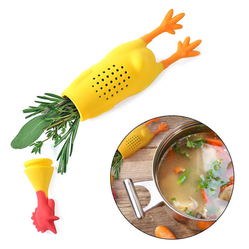 Herbruikbare Duurzaam Siliconen Kip Haan Kip Zetgroep Voor Kruiden Thee Kruiden Pot Kruiderij Container Leuke Spice Box # Ow