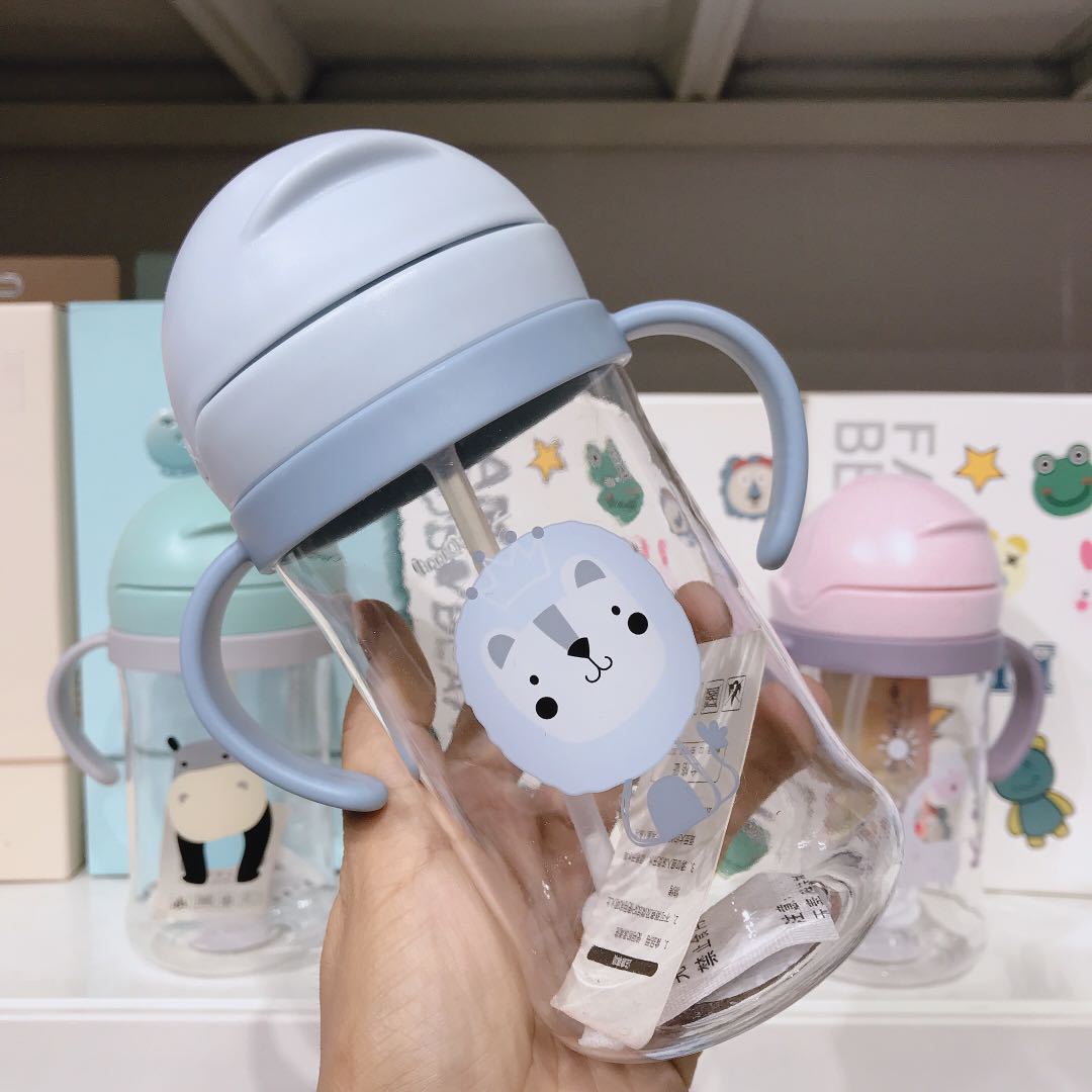 Biberon pour Bébé avec Paille Capacité 250 ou 350 ml pour Apprendre à Boire, Bouteille d&#39;Alimentation, pour Enfant, Entraînement: 350ml Blue A