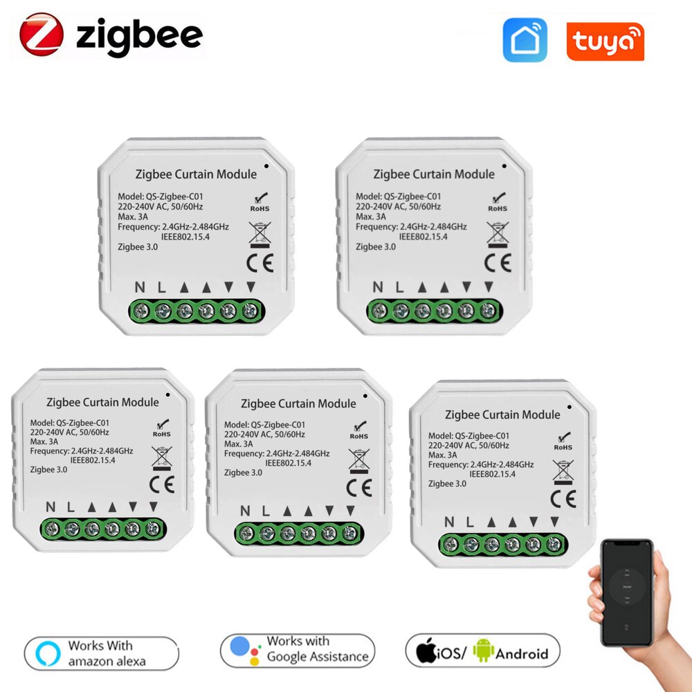 WiFi Smart Curtain Switch Module Roller Blinds Shutter Motor by Smart Life Tuya APP Remote Control Work with Alexa Google Home