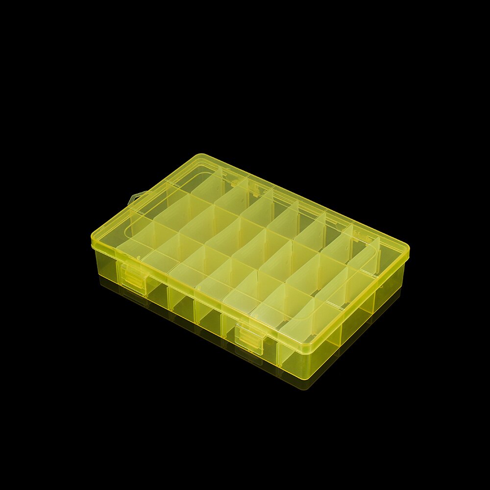 24 Grids Adjustable Plastic Jewelry Beads Accessories Storage Boxs Case Jewelry Display Beads Earring Making Organizer Container: Yellow