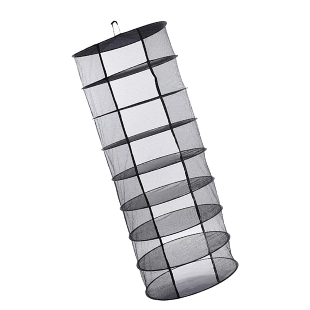 Hängande torrställ med dragkedja odlingsnät 4/8 lager hydroponics örttorkande mesh: 8- lager svart