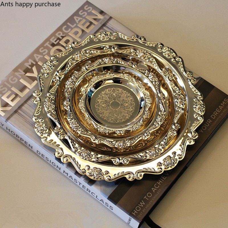 Big Middle Small Silver Cake Pan Afternoon Tea Dessert Snack Tray Jewelry Storage Tray Dessert Table Snack Dish Display Plate