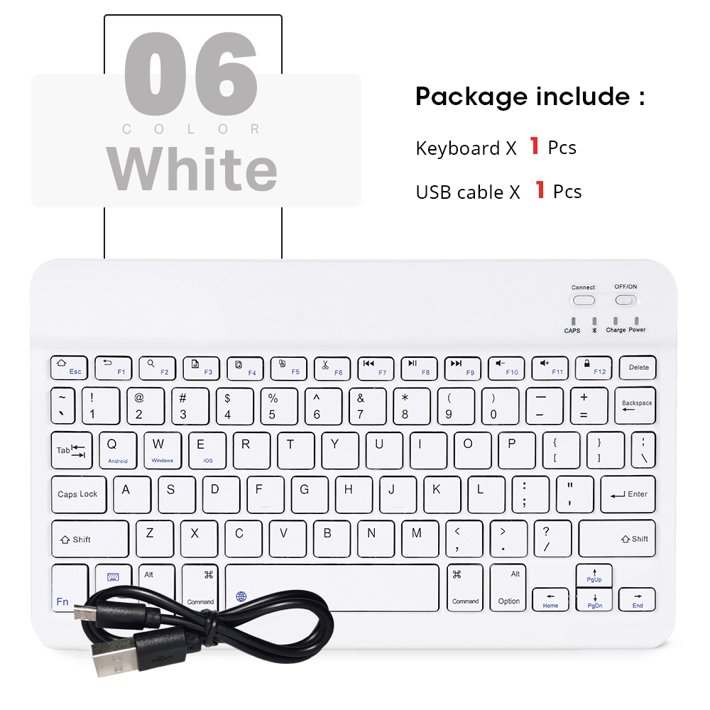 Tragbare Mini Drahtlose Bluetooth Tastatur und Maus Für Tablet Laptop Smartphone iPad IOS Android Telefon Russisch Spanisch Arabisch: White-no mouse