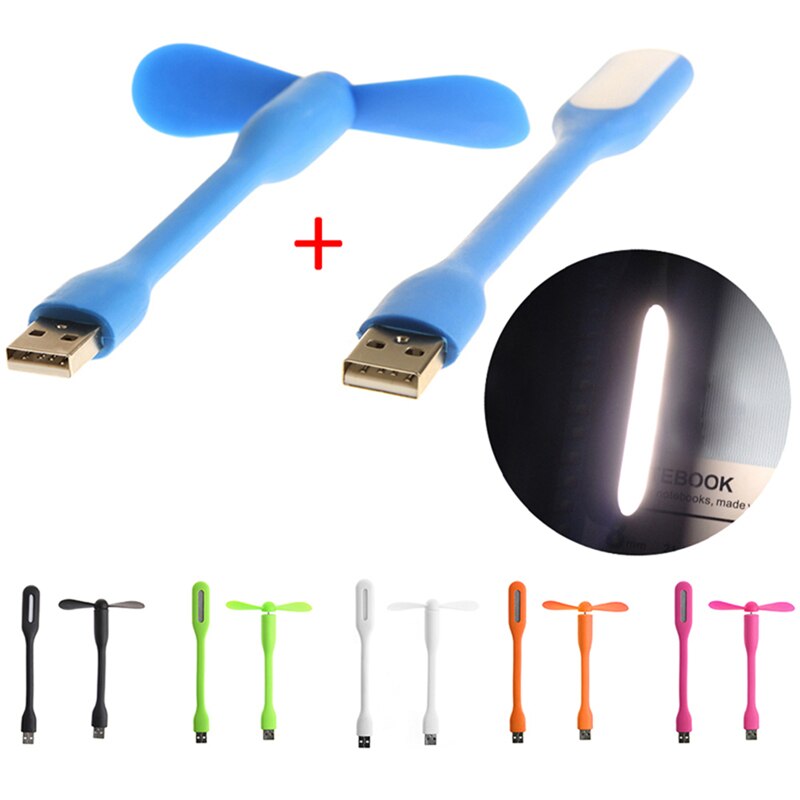 Flexible USB Fan USB LED Light Lamp For MacBook Laptop Notebook PC Power Bank