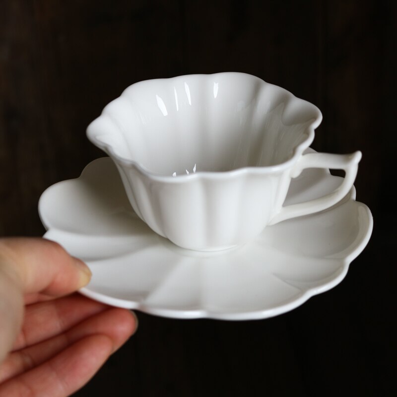 Assiette porcelaine dentelle blanche Vintage, plat occidental, plat profond, pétale à café, bol