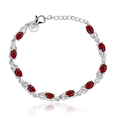 Leuke Konijnenoren Verzilverd CZ Zirkoon Party Accessoires Meisjes Armband Elegante Ovale Rubine Rood Oostenrijkse Kristallen Sieraden: Default Title