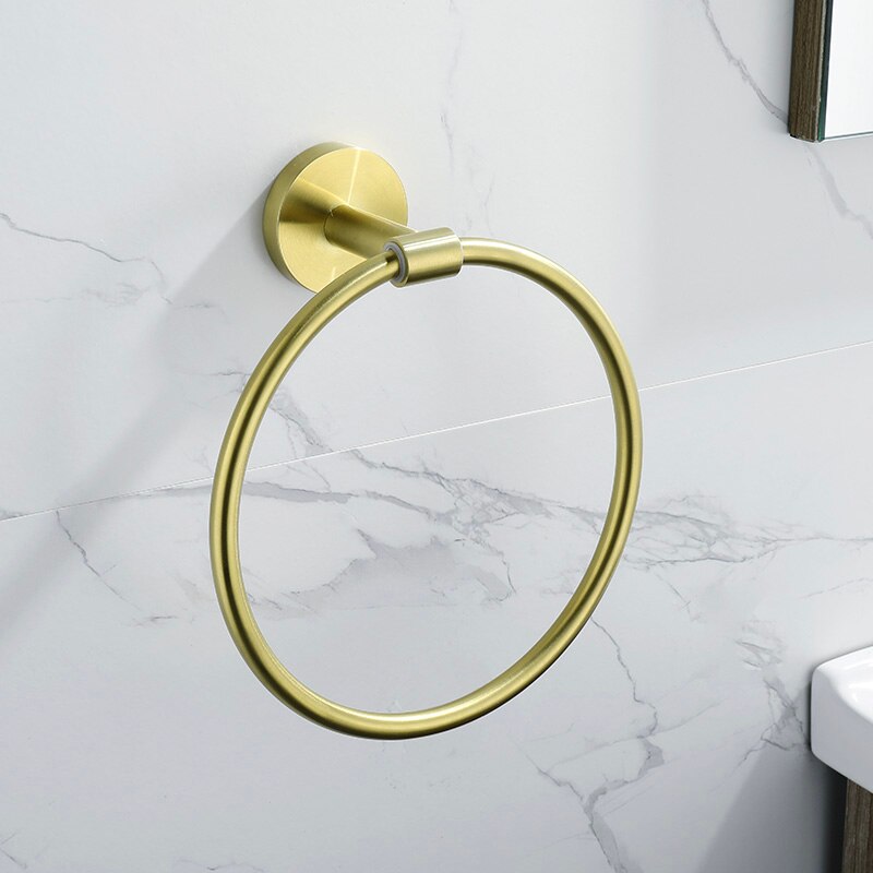 Towel Ring Wall Mounted brushed Gold Round Towel R... – Grandado