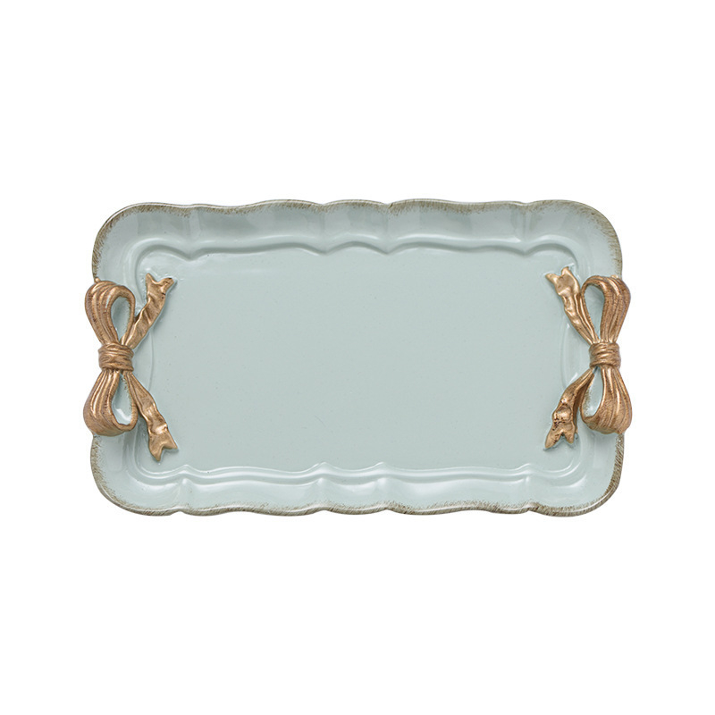 Bandeja de arco nórdico para cosméticos, plato de almacenamiento de frutas y postres, bandeja de aperitivos para pastel, Plato decorativo para el hogar, 1 ud.: Green