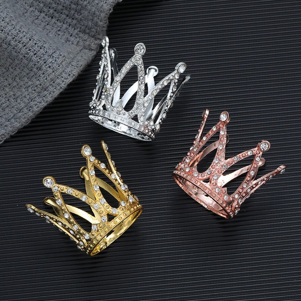 Party Supplies Metal Mini Crown Cake Topper Romantic Heart Crystal Rhinestone Tiara Cute DIY Cake Decoration Wedding