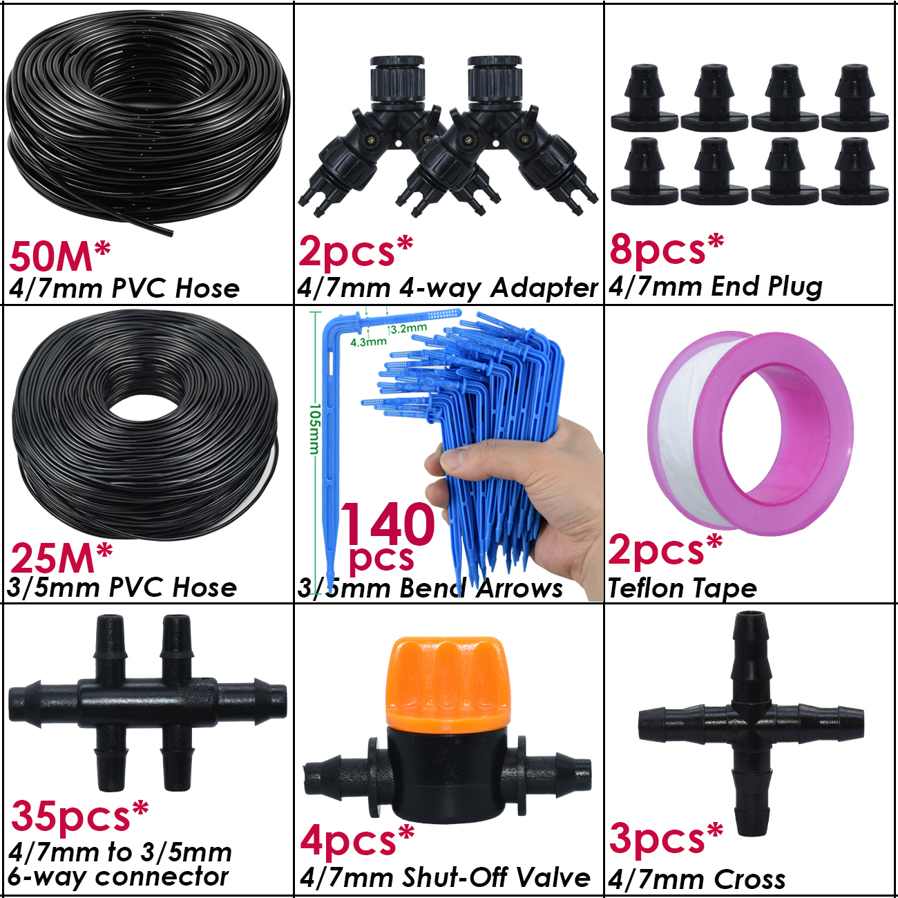 KESLA kit sistema di irrigazione a goccia con irrigazione automatica Gocciolatori per tubi da 4/7mm a 3/5mm per giardino domestico Pianta in vaso bonsai Serra: Cielo Blu