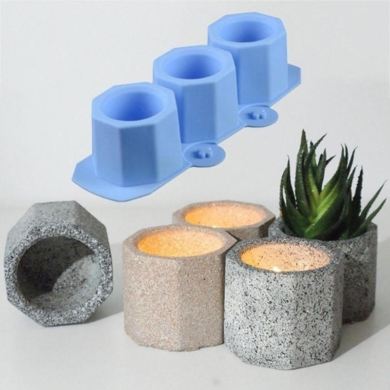 DIY Flower Pot Molds Flowerpot Making Concrete Cement Vase Silicone Planter Mold for Succulent Plants Cactus Planting