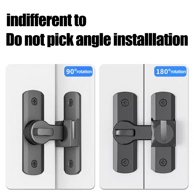 Cerradura de puerta de ángulo recto de aleación 1/5x, cerradura de puerta de 90 y 180 grados, pestillo de puerta corredera, ventana, cajones, gabinete, hebillas de puerta, ferretería para el hogar