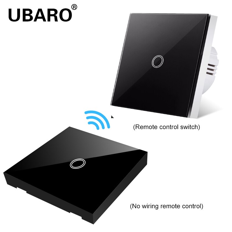 UBARO EU/UK100-240V Wireless Controller Crystal Glass Screen Smart home wall light lamp RF433 Controller Touch switches 2Gang: ZS-BW001-SF