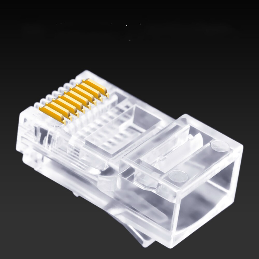 20/50/100pcs RJ45 Connector 6U Gold PlatedPass Through Ethernet Cables Module Plug Network RJ-45 Crystal Heads Cat5 Cat5e