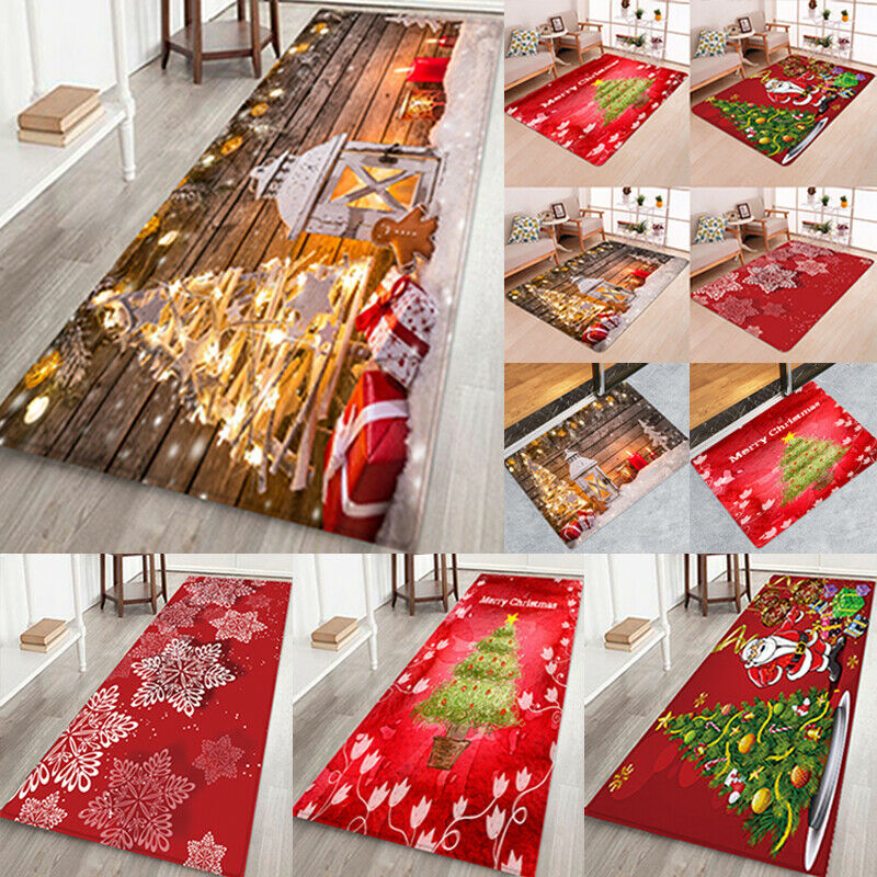 1Pc 3D Kerst Tapijt Kerstman Print Tapijten Waterdichte Flanel Tapijten Pads Thuis Floor Decor
